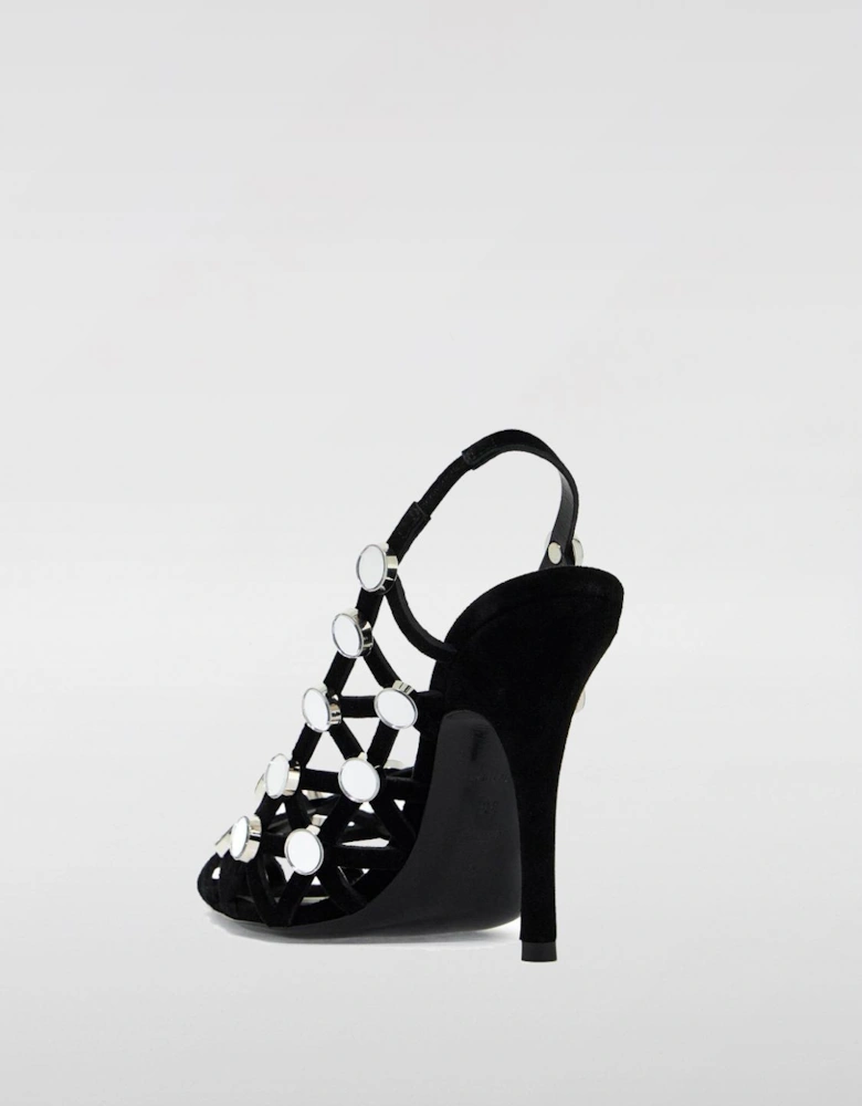 MirrorEmbellished Velvet Slingback Heels