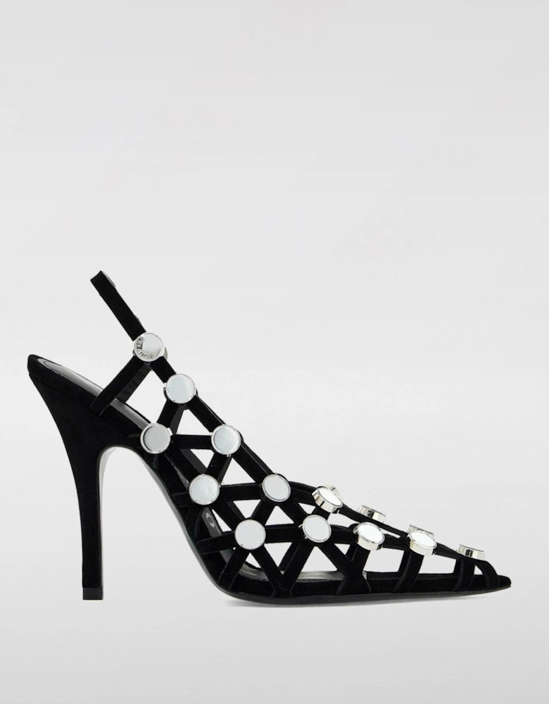 MirrorEmbellished Velvet Slingback Heels