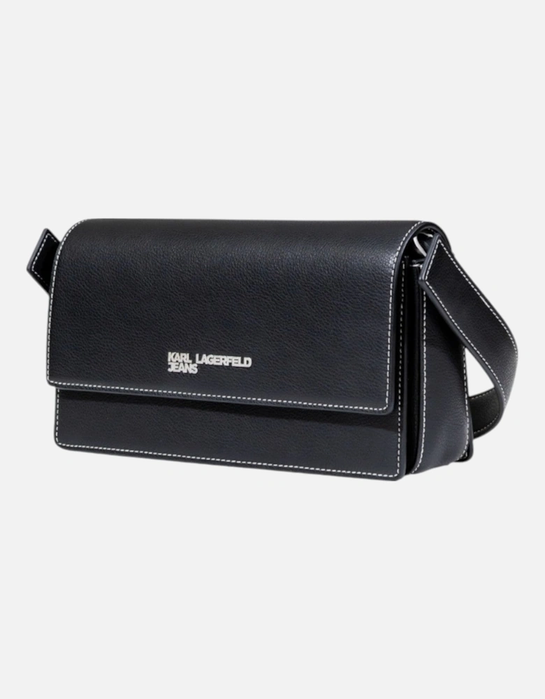 Handbag with Automatic Button Fastening and Inside Pockets