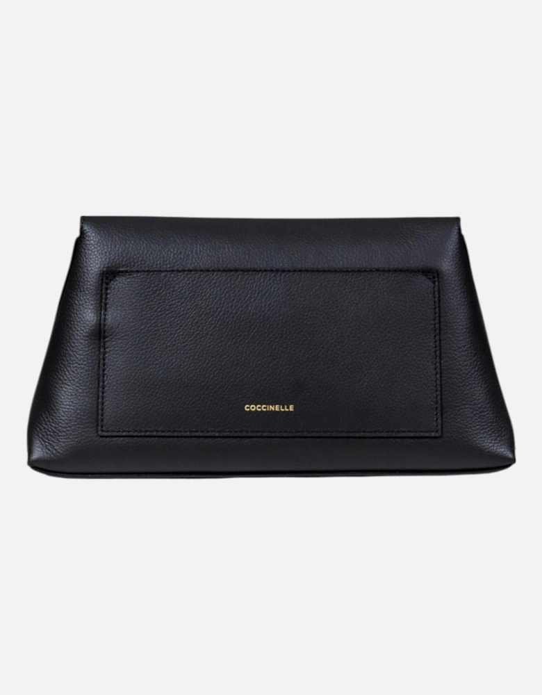 Leather Handbag with Automatic Button Fastening and Inside Pockets