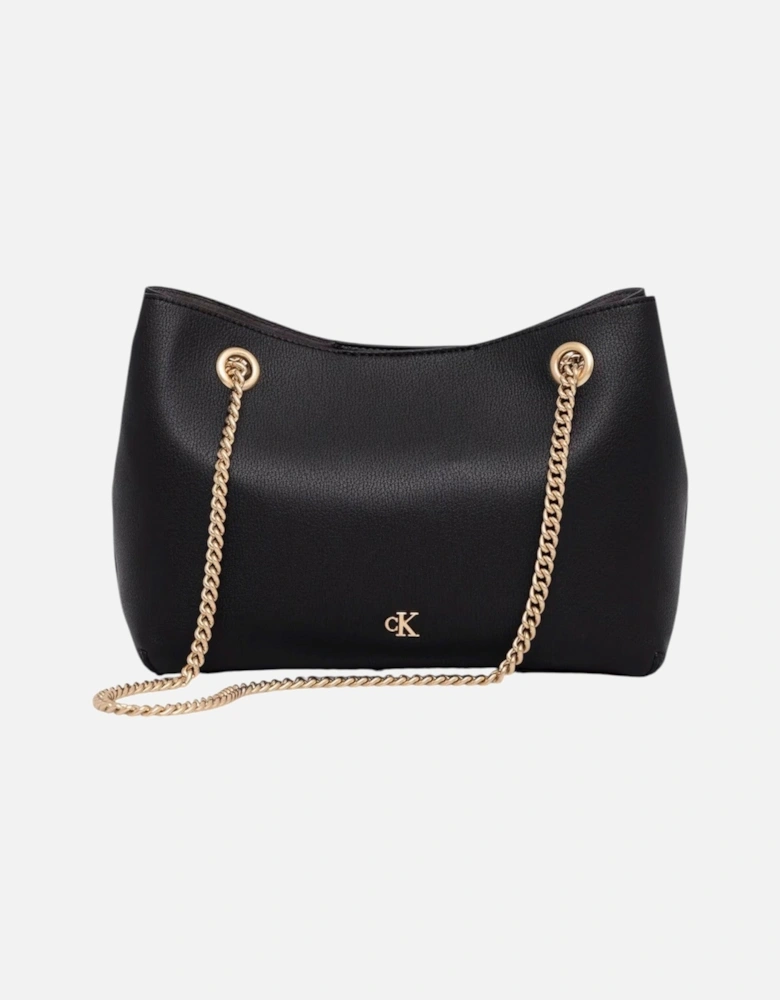 Automatic Button Shoulder Bag with Inside Pockets