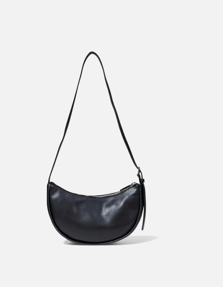 Faux Leather Shoulder Bag with Zip Closure and Inside Pockets