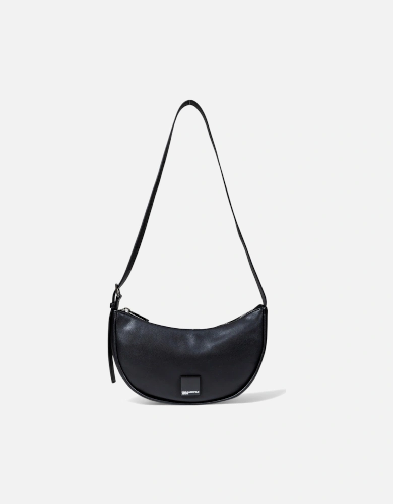 Faux Leather Shoulder Bag with Zip Closure and Inside Pockets