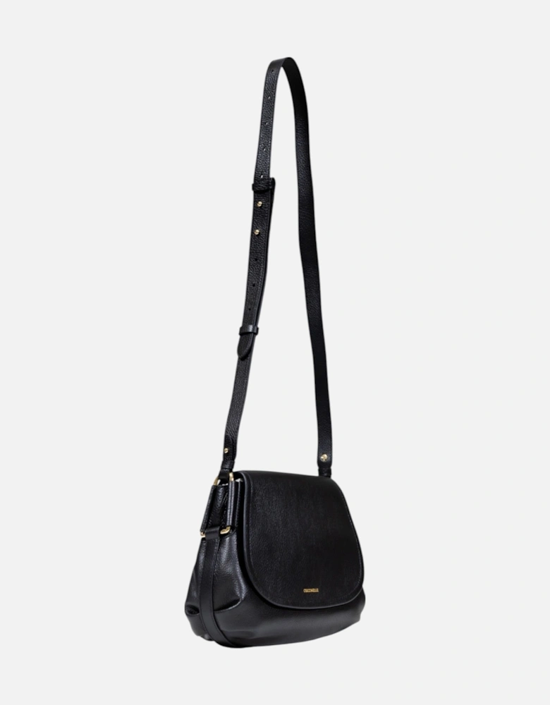 Leather Shoulder Bag with Button Closure