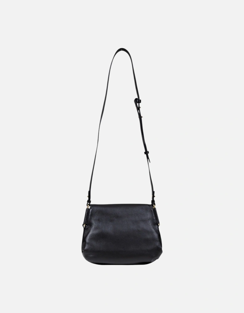 Leather Shoulder Bag with Button Closure