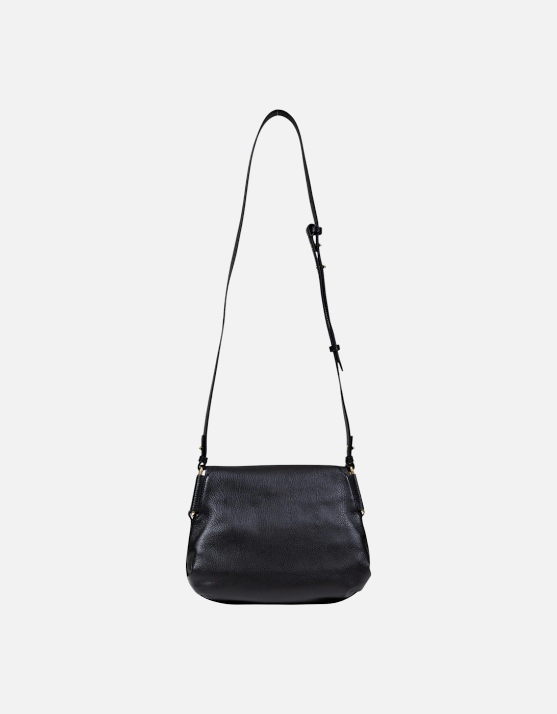 Leather Shoulder Bag with Button Closure