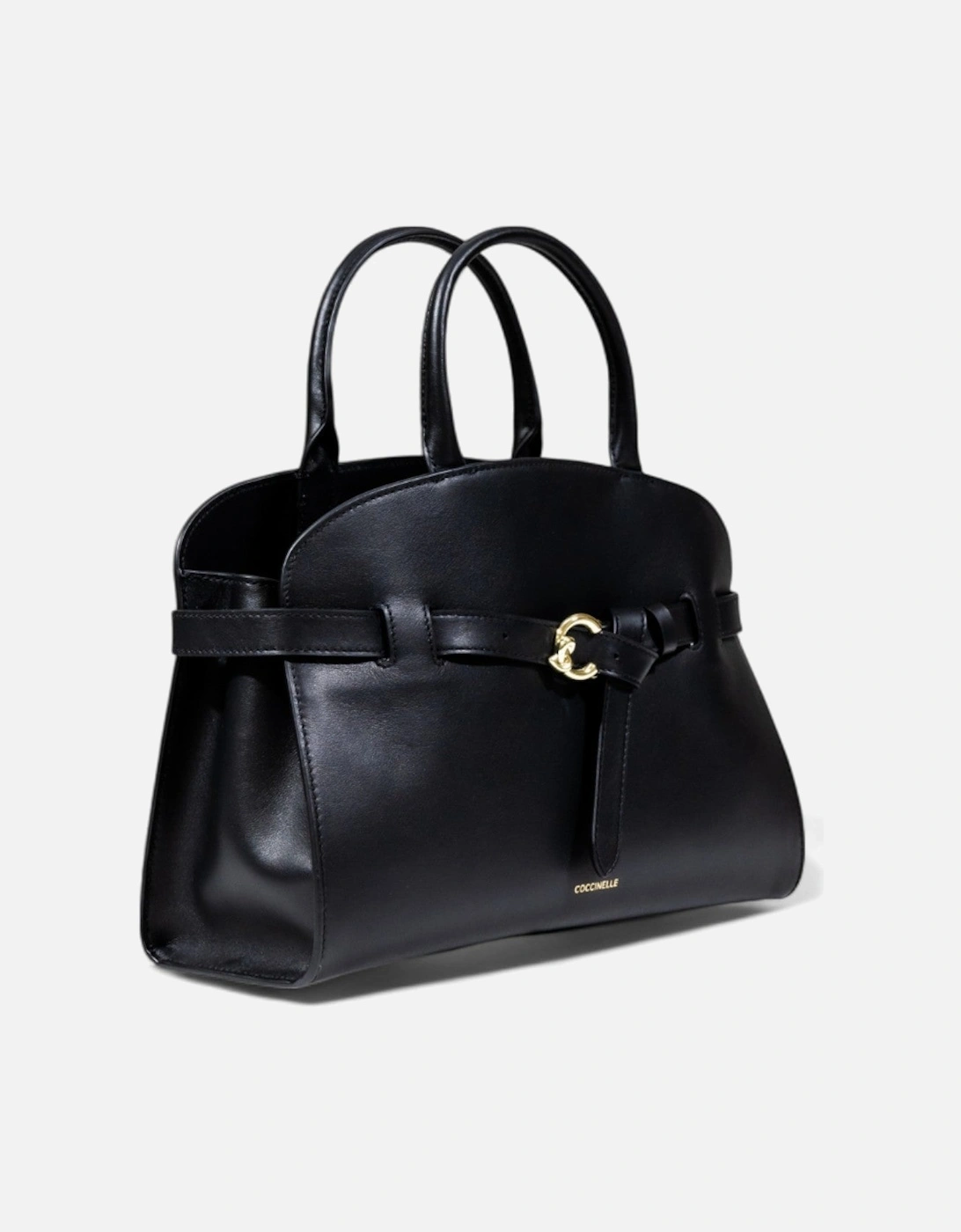 Leather Handbag with Zip and Shoulder Strap