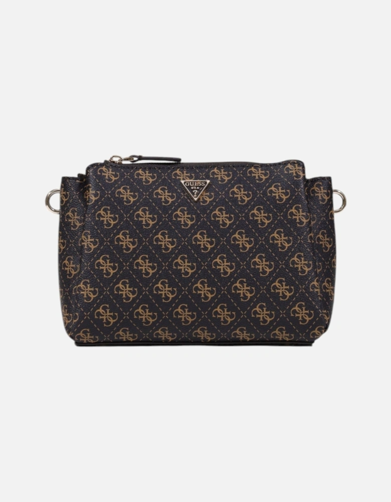 Printed Shoulder Bag with Zip and Inside Pockets