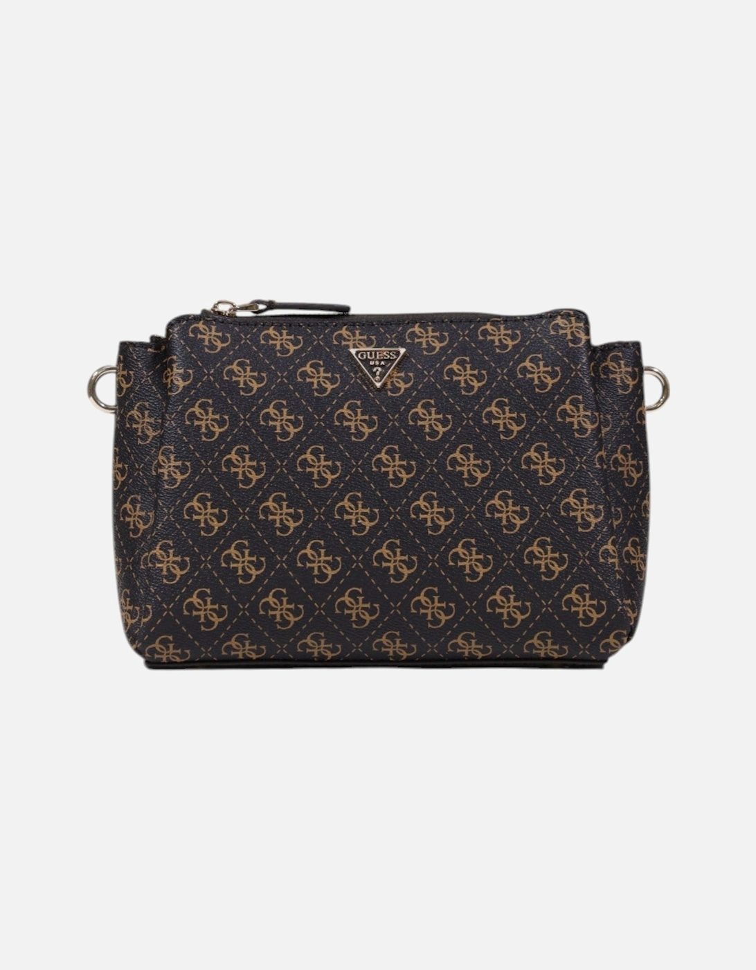 Printed Shoulder Bag with Zip and Inside Pockets