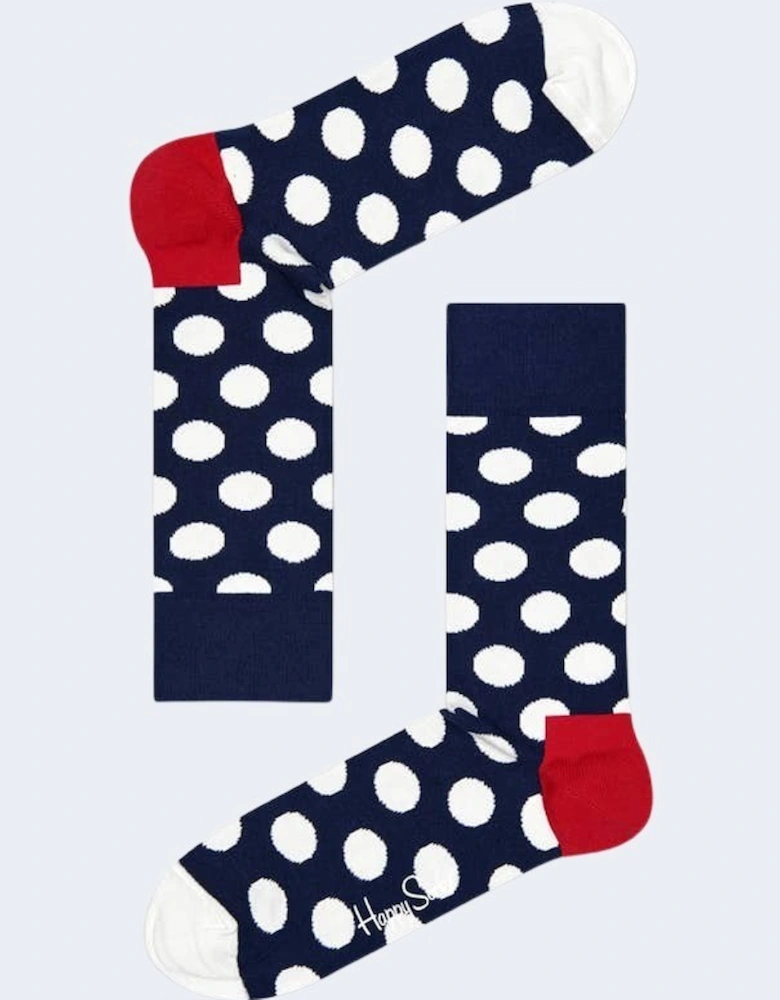 Polka Dots Socks NavyWhite Crew