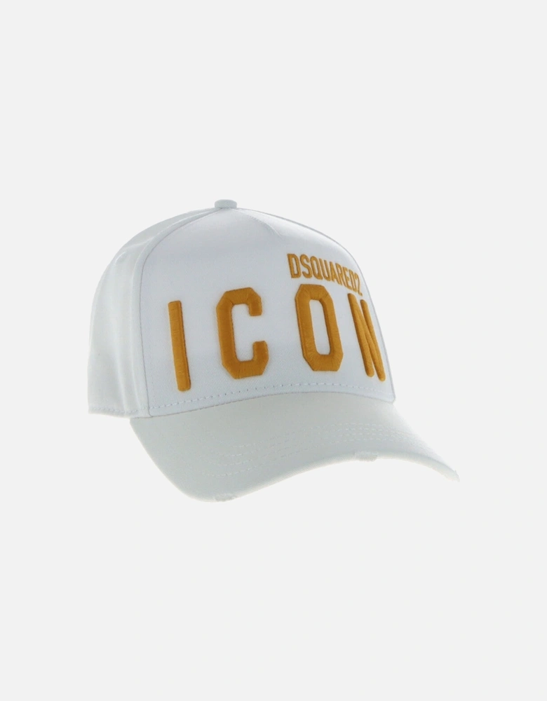 Icon Baseball Cap White Embroidered
