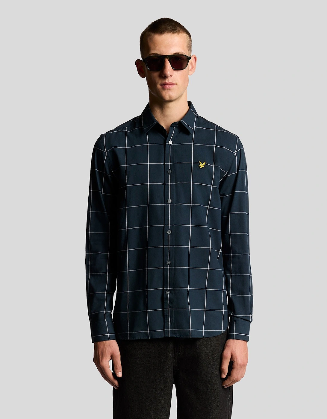 Lyle And Scott Men's Window Pane Check Shirt - Blue/Multi - Size: 40/Regular