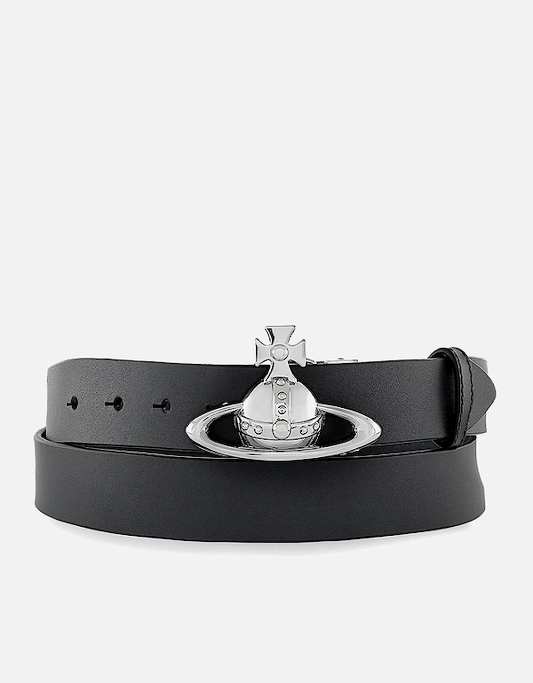 Silver-Tone Orb Buckle Leather Belt, 2 of 1