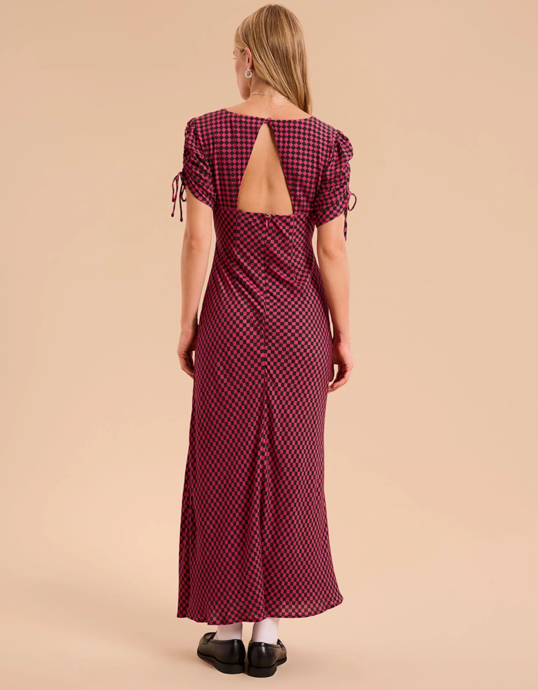 Jemima Checkerboard Print Midi Dress
