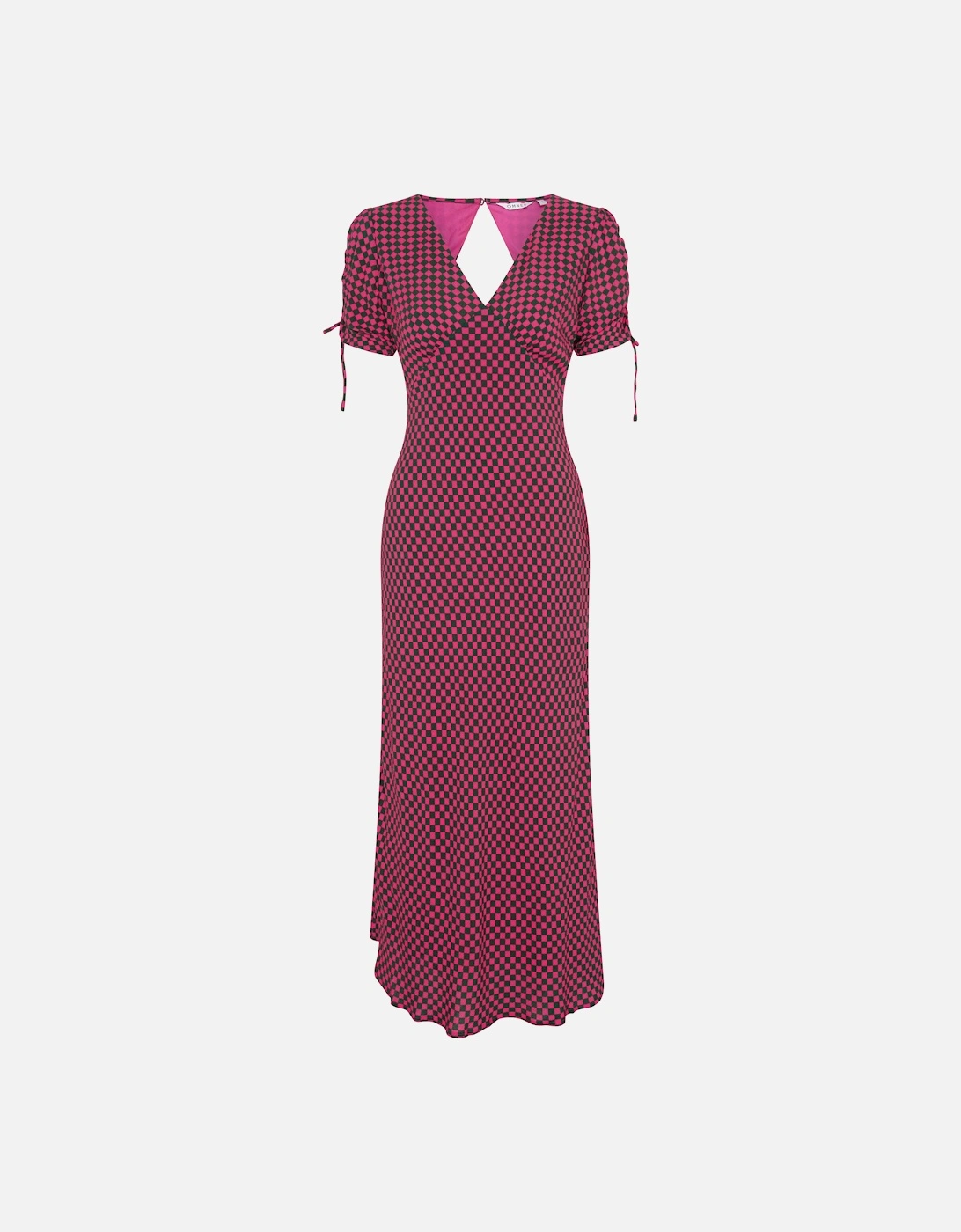 Jemima Checkerboard Print Midi Dress