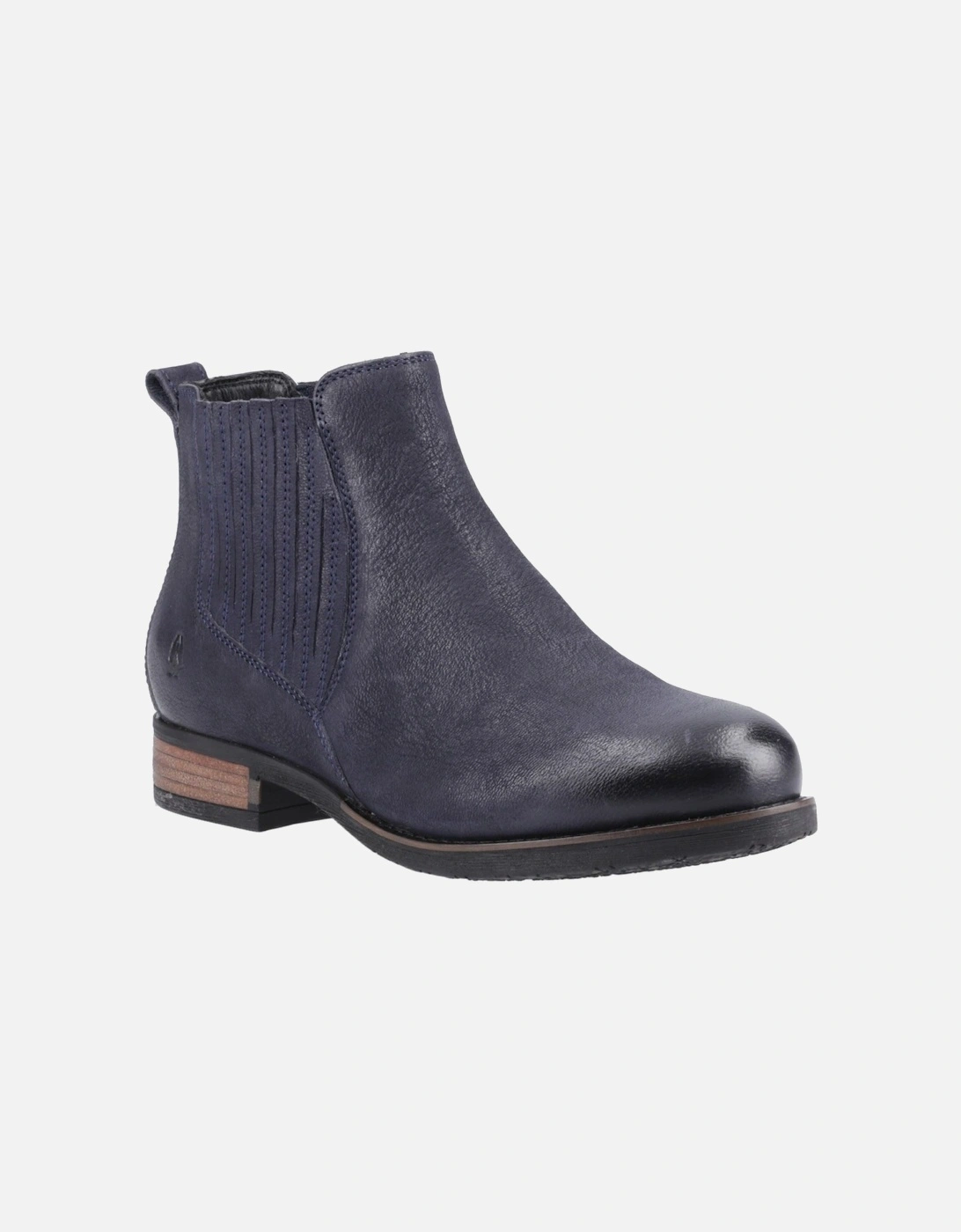 Edith Leather Women's Navy Flat Chelsea Boots, 6 of 5