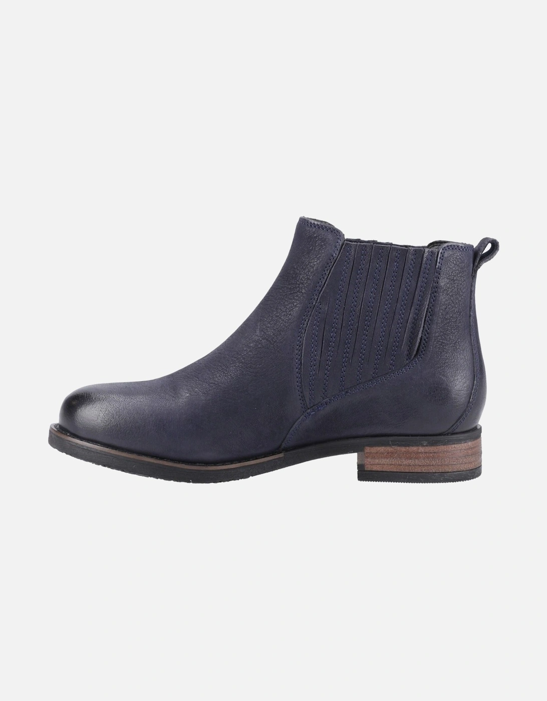 Edith Leather Women's Navy Flat Chelsea Boots