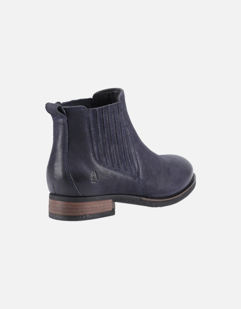 Edith Leather Women's Navy Flat Chelsea Boots