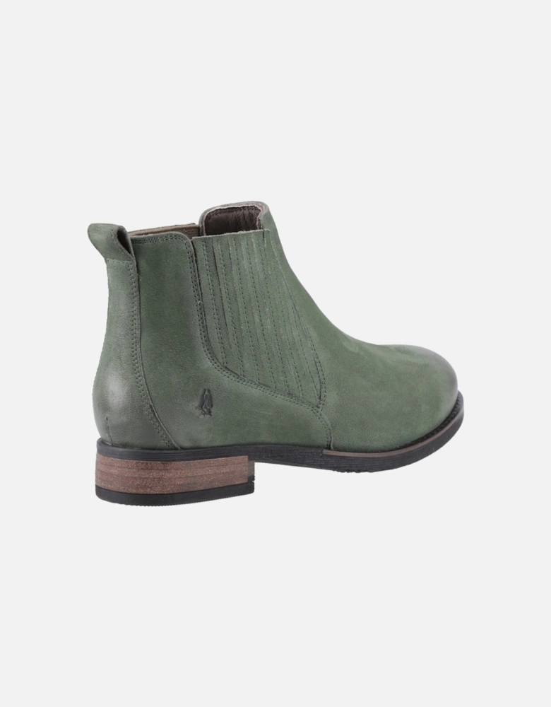 Edith Leather Women's Green Flat Chelsea Boots