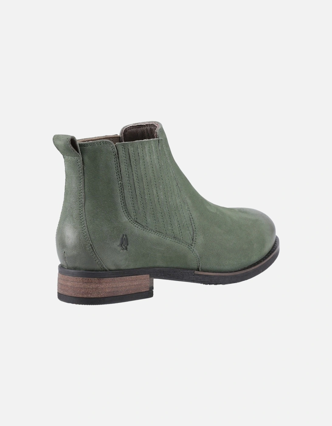 Edith Leather Women's Green Flat Chelsea Boots