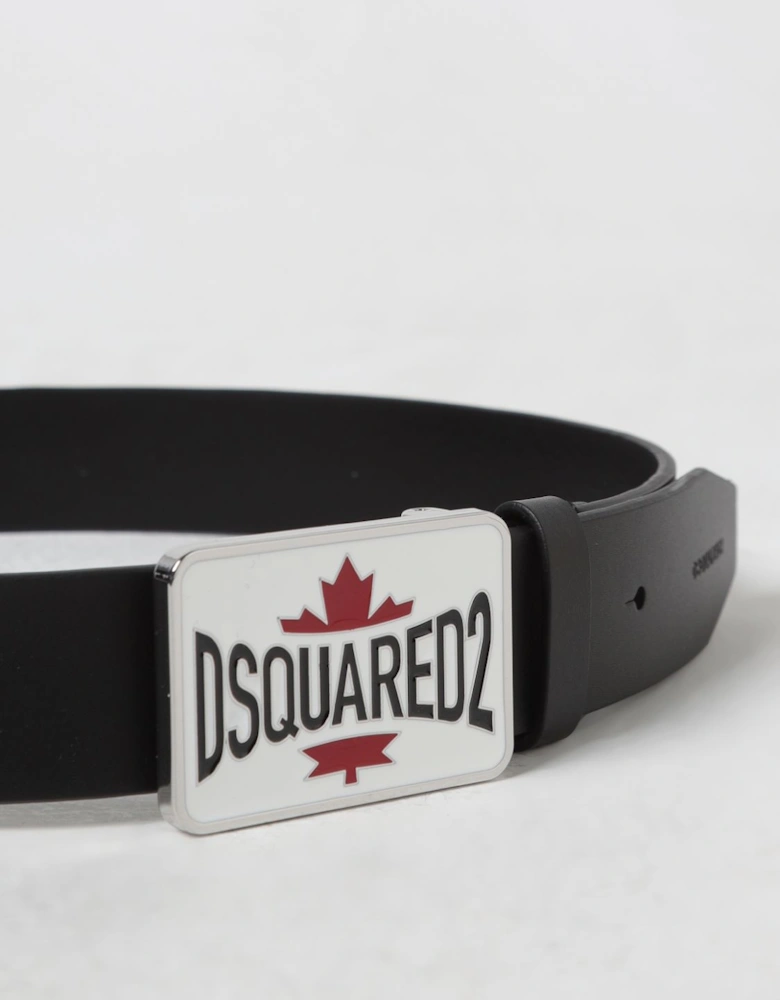 Leather Belt with Maple Leaf Buckle