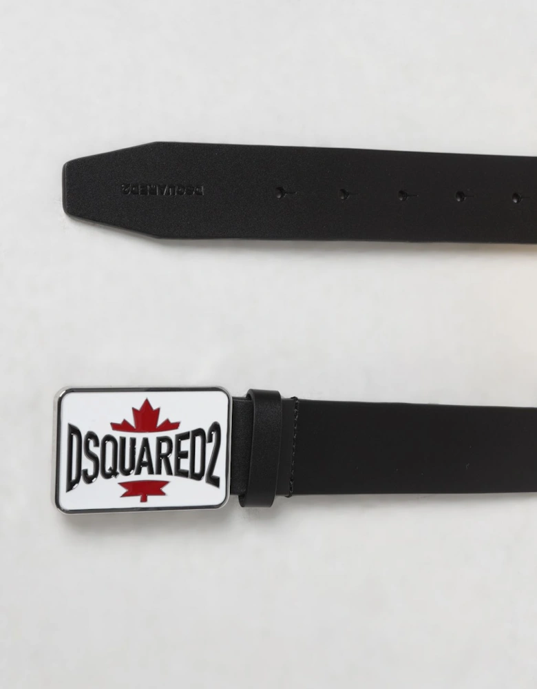 Leather Belt with Maple Leaf Buckle