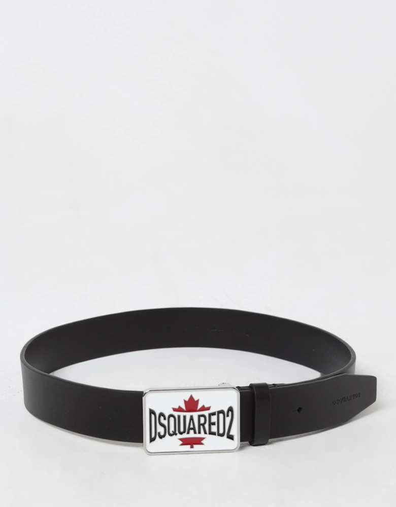 Leather Belt with Maple Leaf Buckle