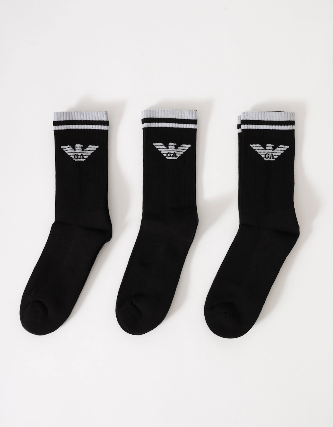 Emporio Armani Men's Black/Black/Black 3-Pack Socks Em000554-Af18145 Mc061 - Size 16/14.5/8/15/8.5/15.5/9/13/13.5/14/6.5/7/7.5/11.5/5/12/5.5/12.