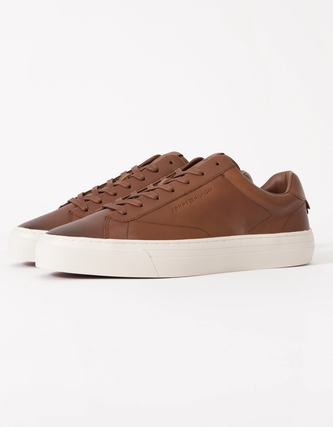 Premium Dress Full-Grain Leather Mens Cupsole Trainers - Winter Cognac, 2 of 1
