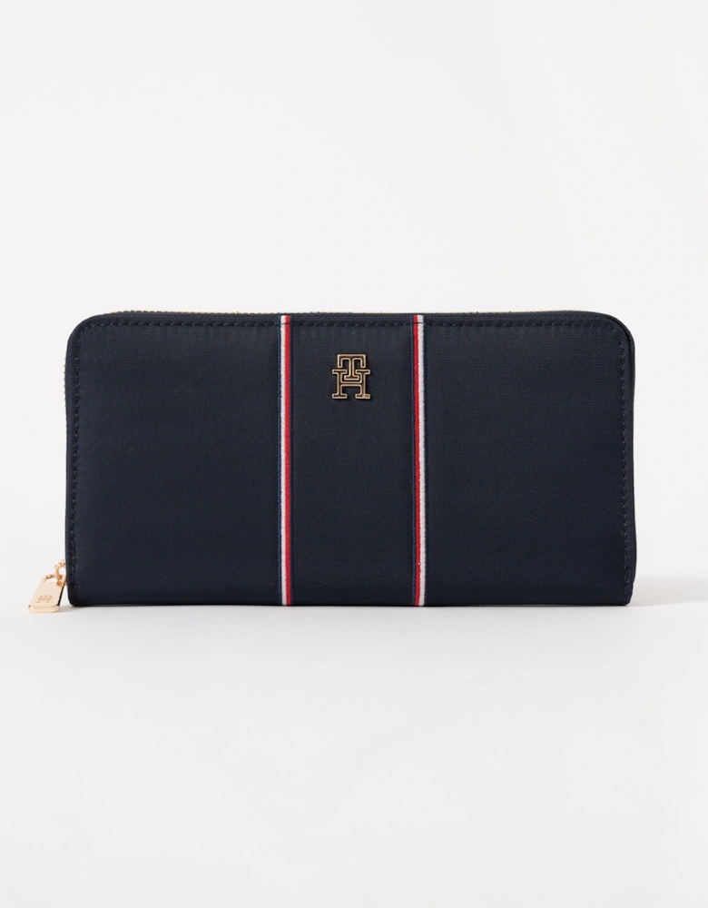 TH Icon Corp Large Zip-Around Womens Nylon Wallet - Blue Corp
