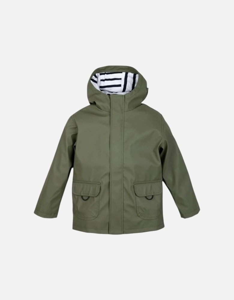 Boys Khaki Green Rain Coat