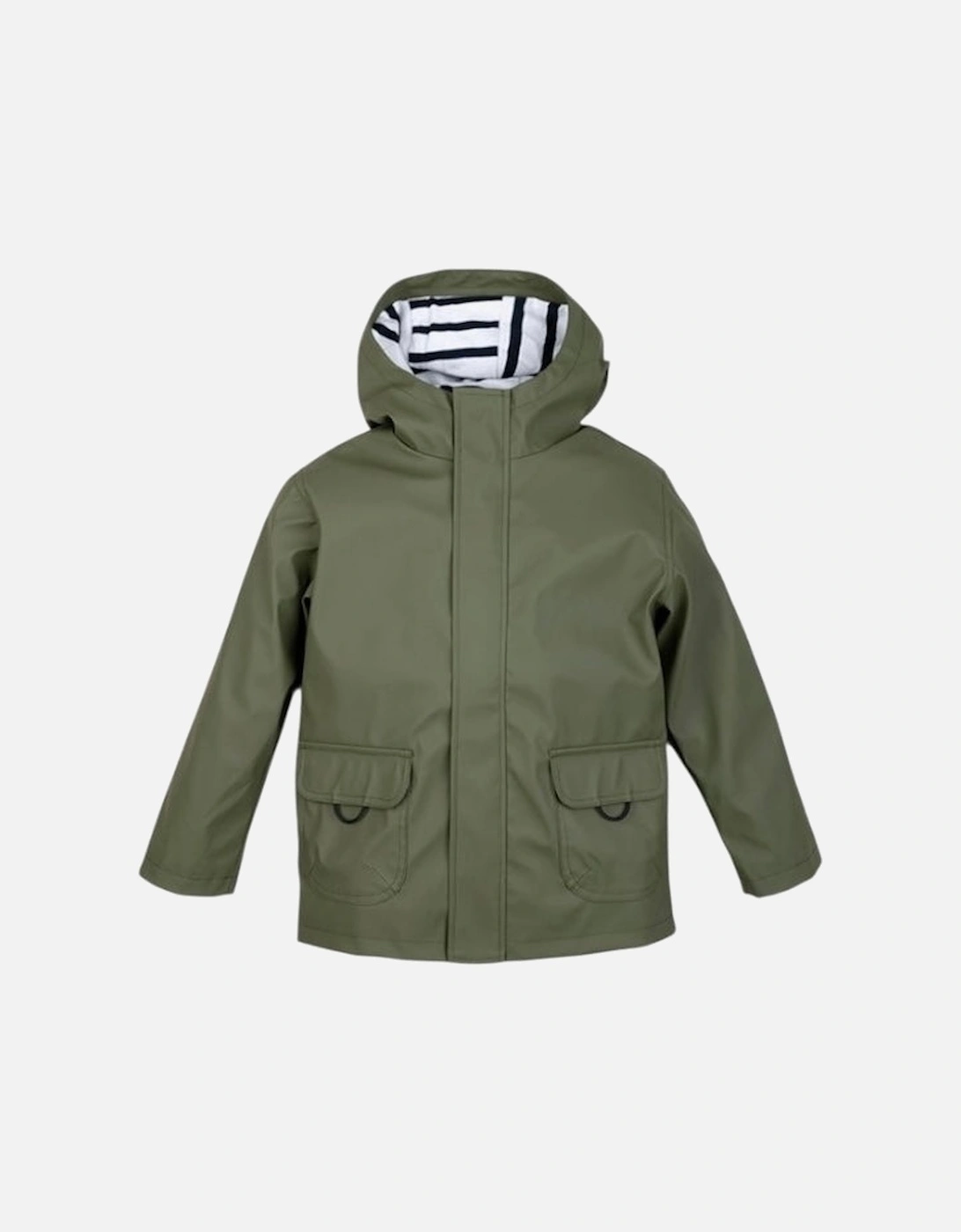 Boys Khaki Green Rain Coat, 6 of 5