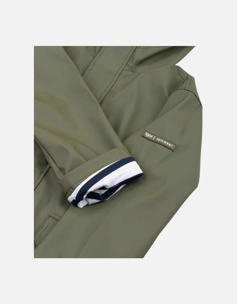 Boys Khaki Green Rain Coat