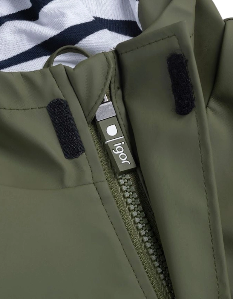 Boys Khaki Green Rain Coat