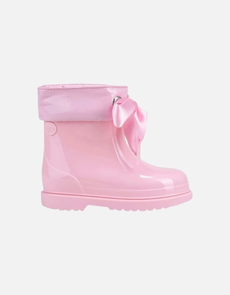 Girls Pink Ribbon Rain Boots