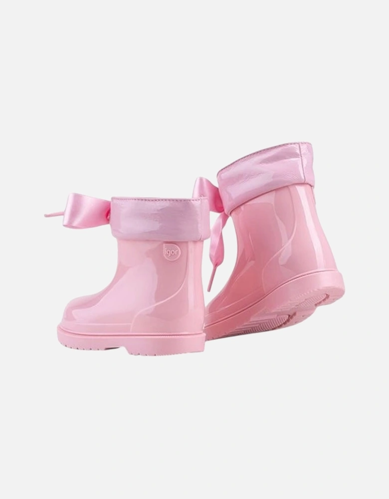 Girls Pink Ribbon Rain Boots