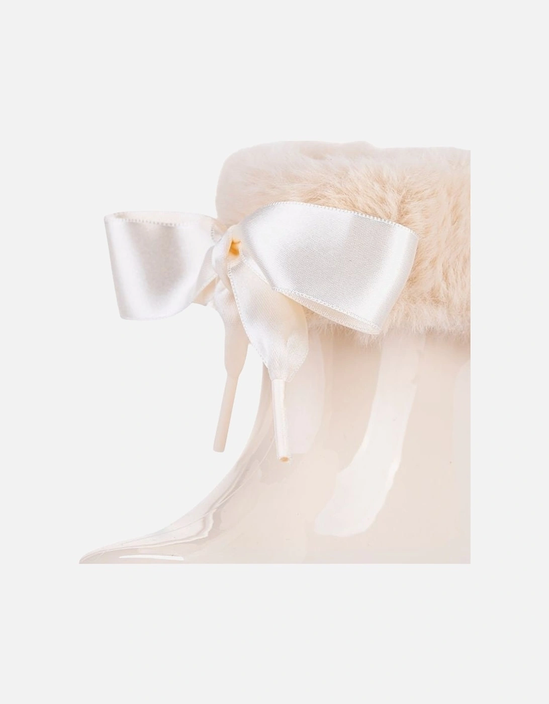 Girls Cream Faux Fur Rain Boots