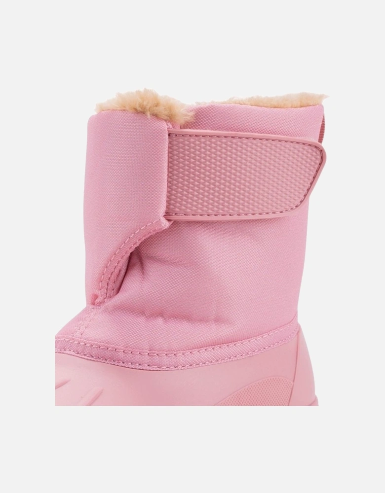 Girls Pink Velcro Strap Snow Boots