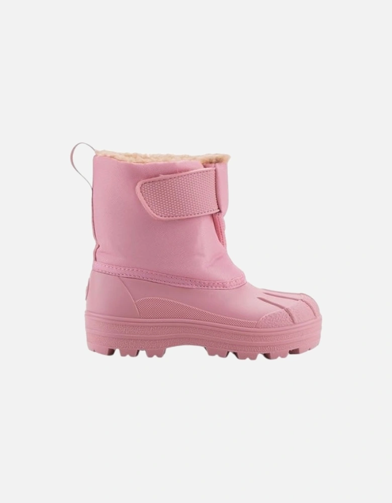 Girls Pink Velcro Strap Snow Boots