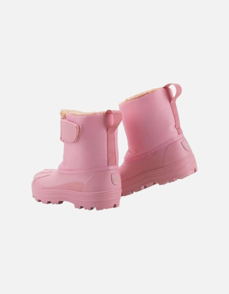 Girls Pink Velcro Strap Snow Boots