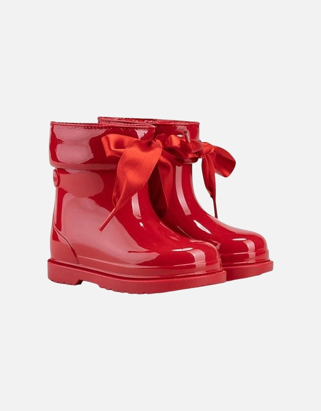 Girls Red Ribbon Rain Boots, 4 of 3