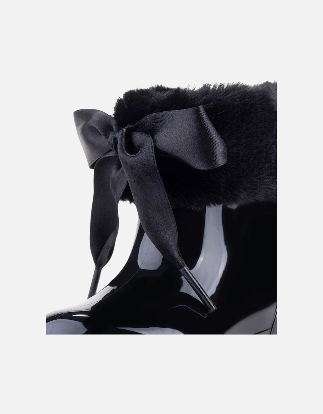 Girls Black Faux Fur Rain Boots