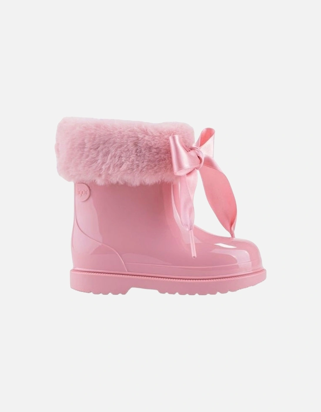 Girls Dusty Pink Faux Fur Rain Boots