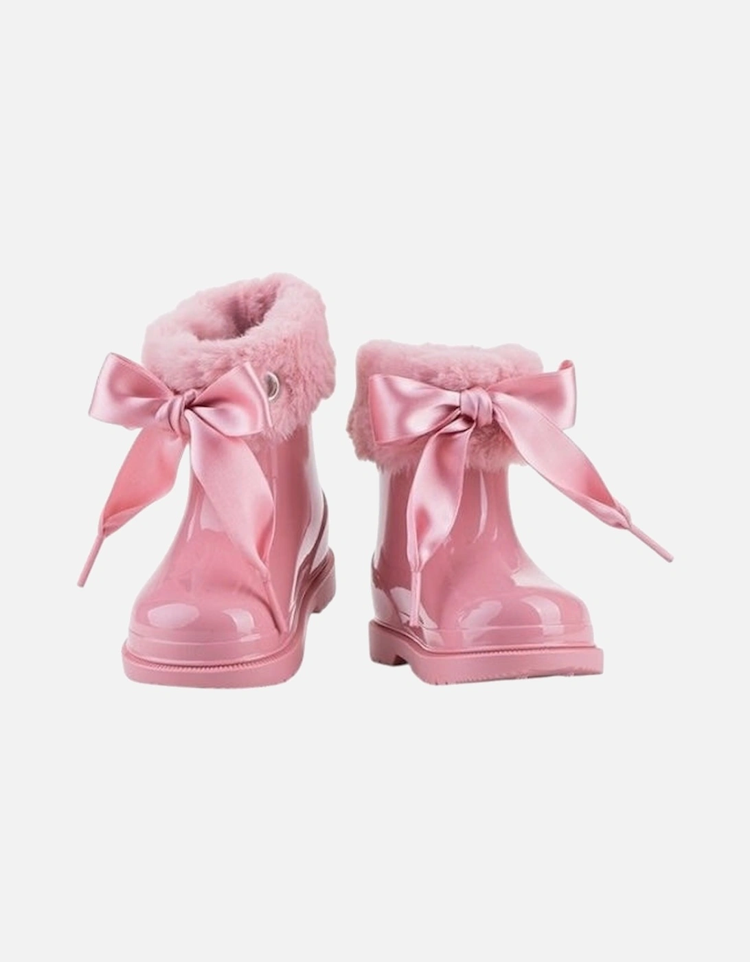 Girls Dusty Pink Faux Fur Rain Boots