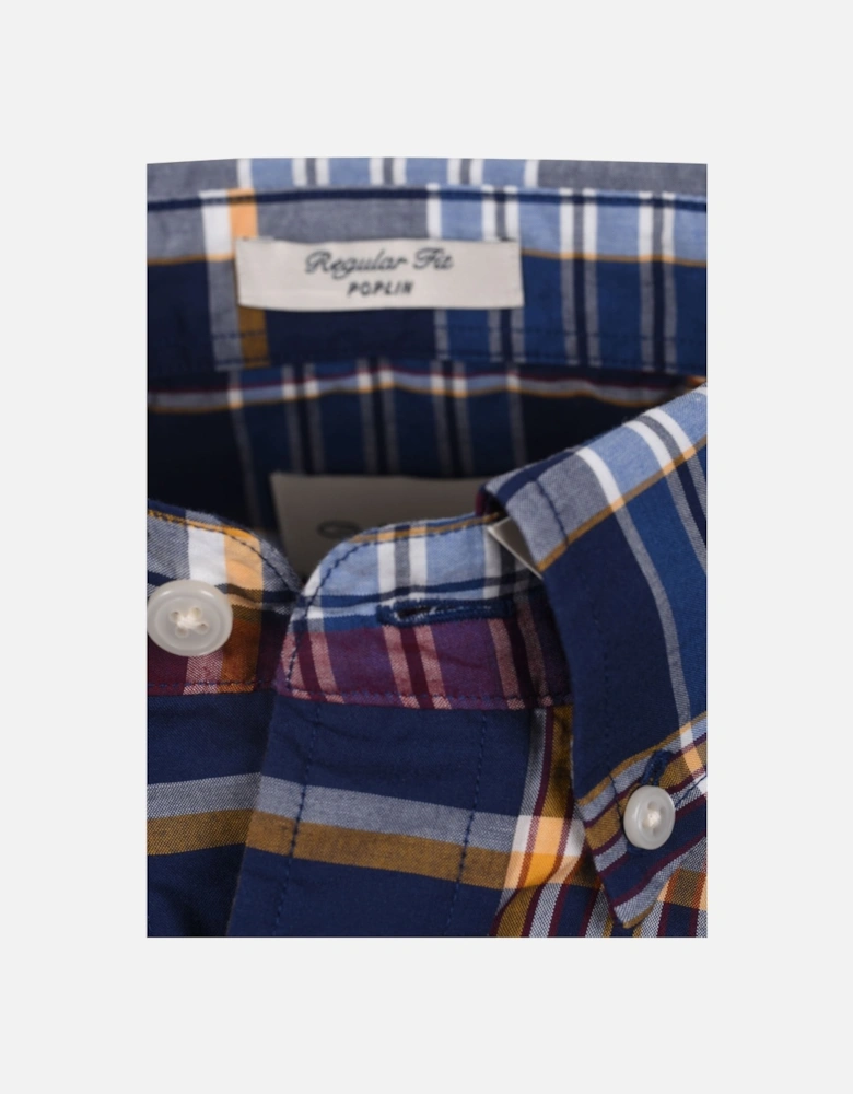 Reg Poplin Check Shirt Persian Blue