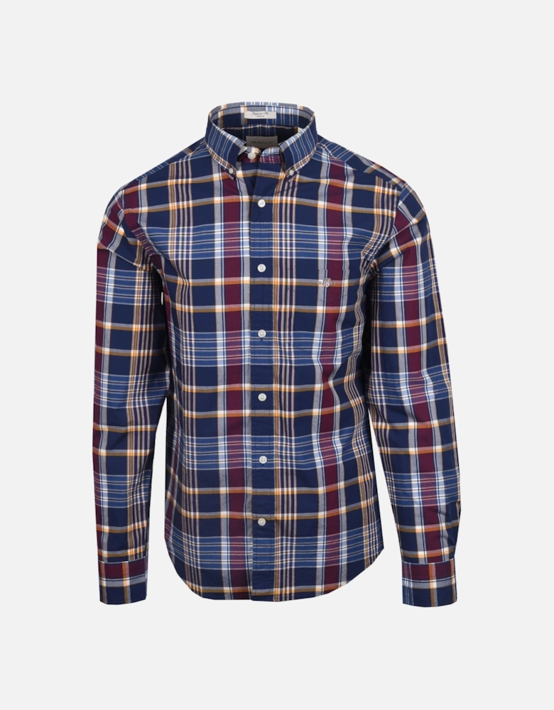 Reg Poplin Check Shirt Persian Blue