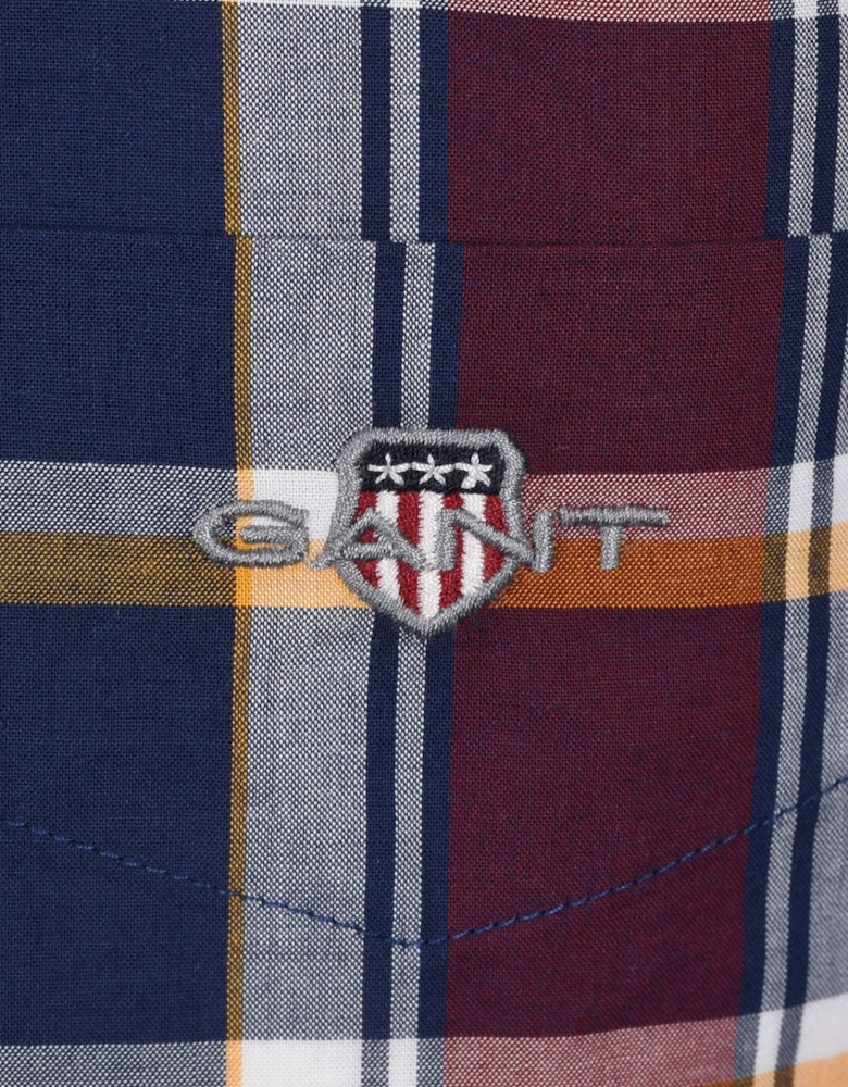 Reg Poplin Check Shirt Persian Blue