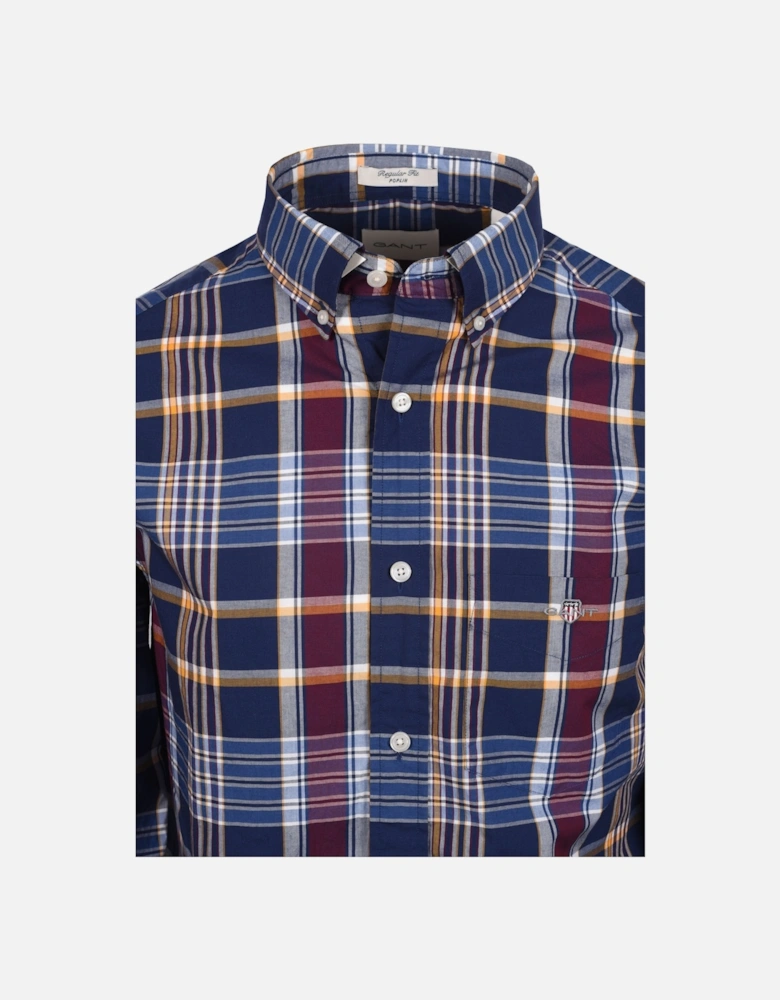 Reg Poplin Check Shirt Persian Blue