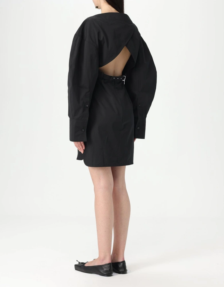 Mini Dress Puff Sleeves Boat Neck