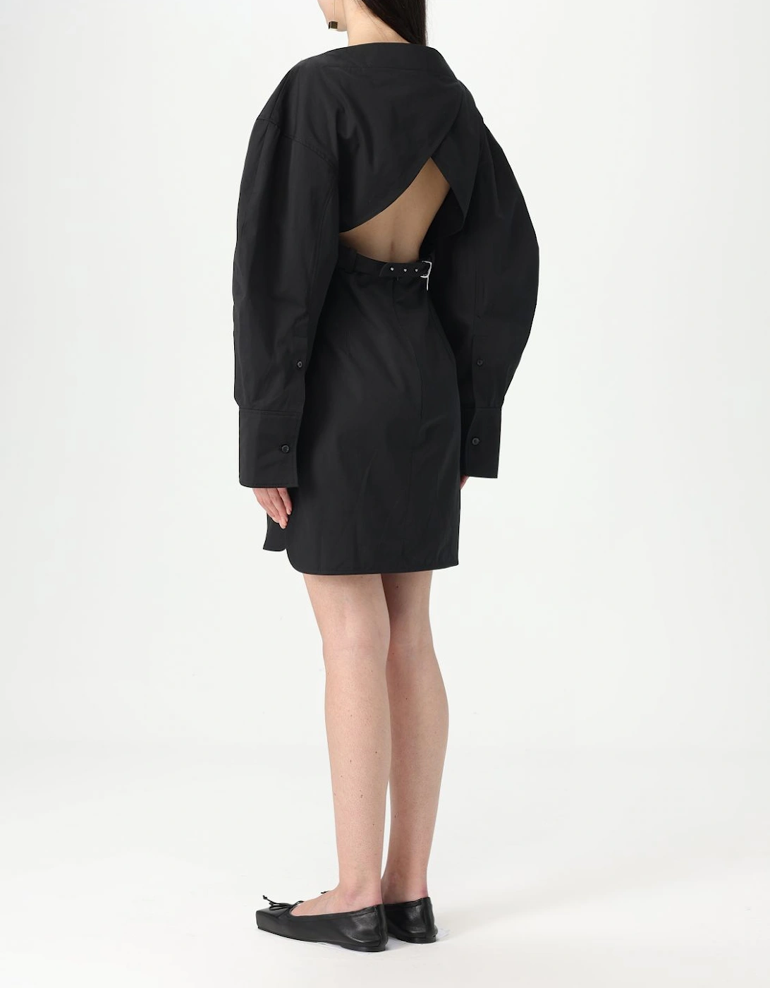 Mini Dress Puff Sleeves Boat Neck